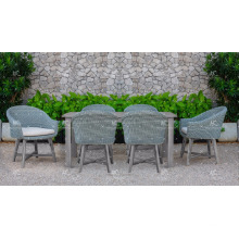 UV-Resistance Outdoor Gartenmöbel Poly PE Rattan Esstisch und 6 Stühle